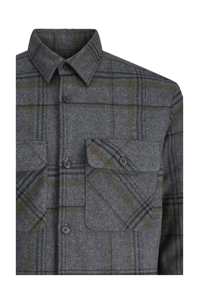 JPRRAYLE MELANGE CHECK L/S OVERSHIR 12286804 Dark Grey
